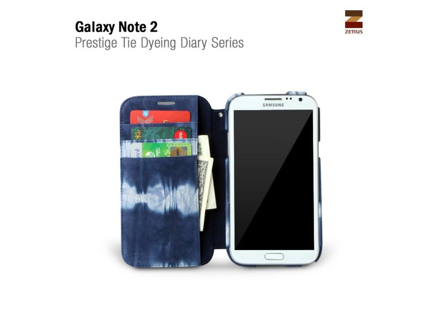 Zenus Galaxy Note 2 Prestige Tie Dying Diary Series -Blue Mix