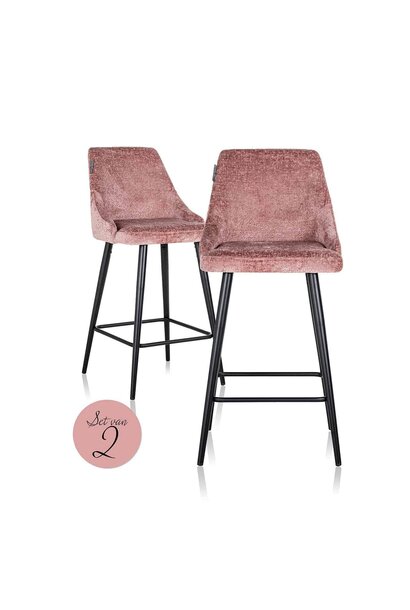 Counter stoel Brooke rose chenille (set van 2)