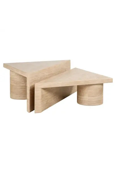 Salontafel set Fictus Travertine faux (Beige)