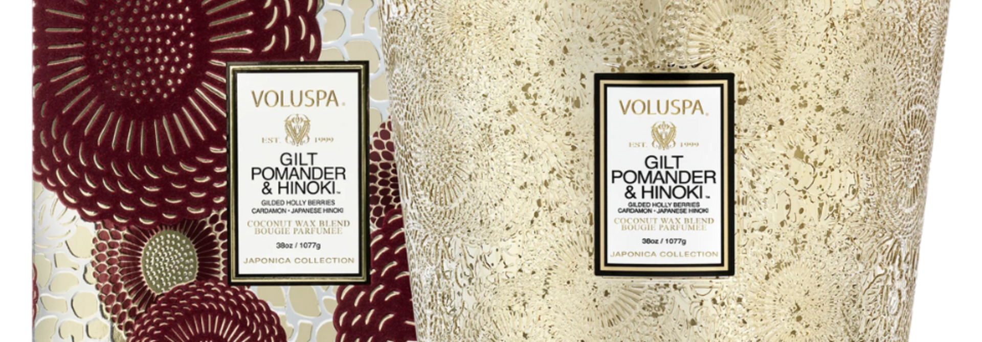 Gilt Pomander & Hinoki 3 Wick Hearth Candle