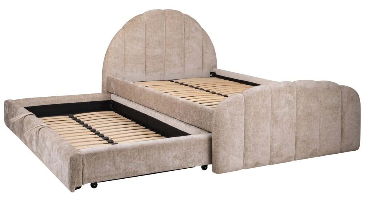 Bed Pixie clay chenille 120x200 with pull-out bed-3
