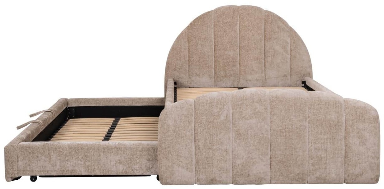 Bed Pixie clay chenille 120x200 with pull-out bed-2