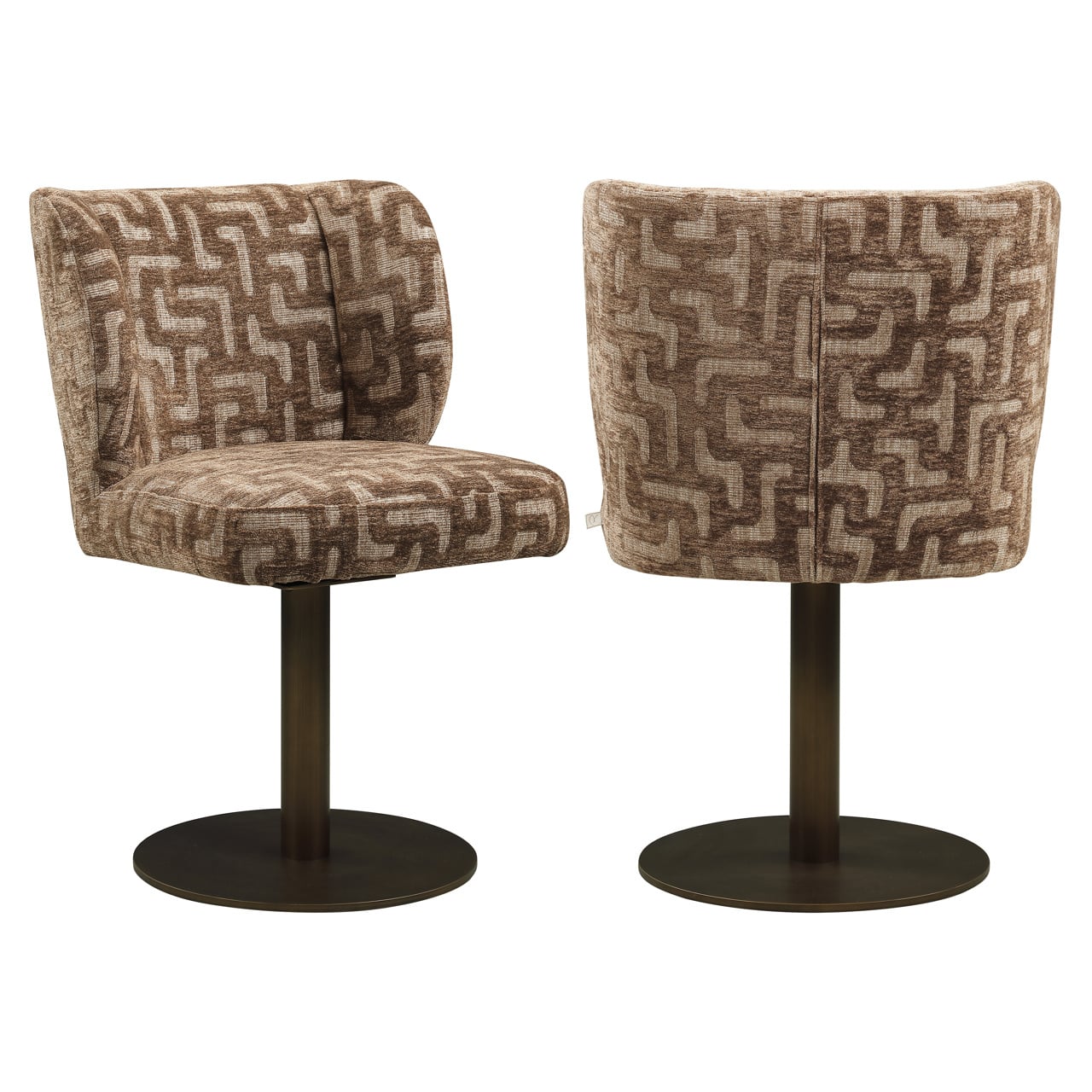 Dining chair Fiona brown labyrinth swivel-2