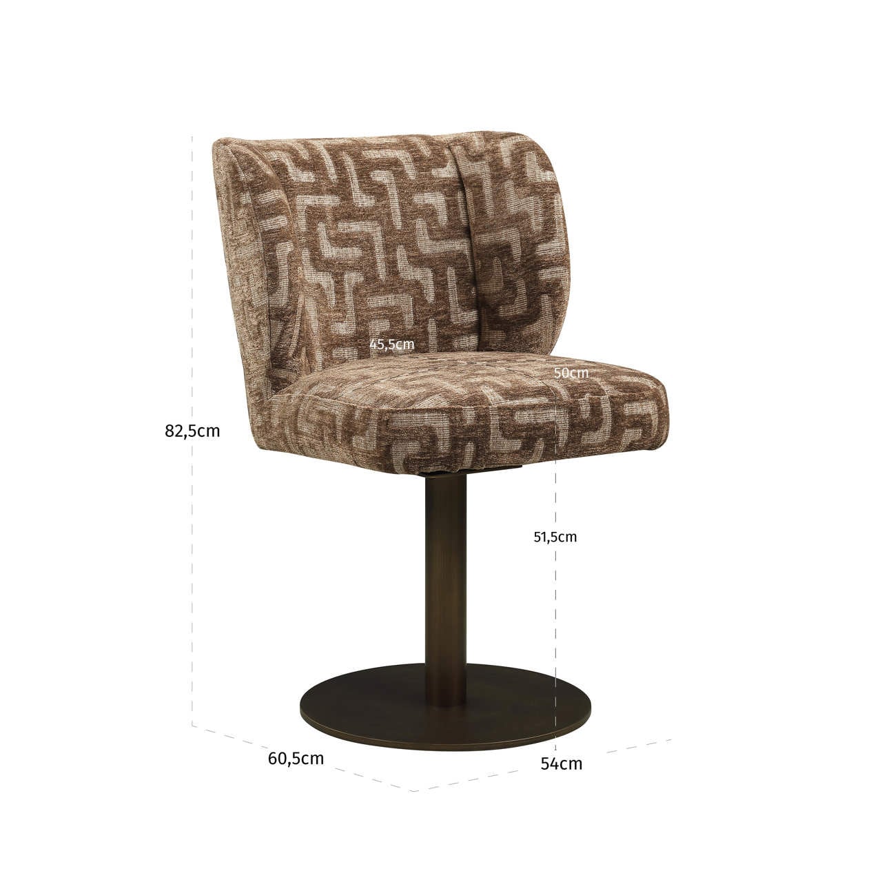 Dining chair Fiona brown labyrinth swivel-4