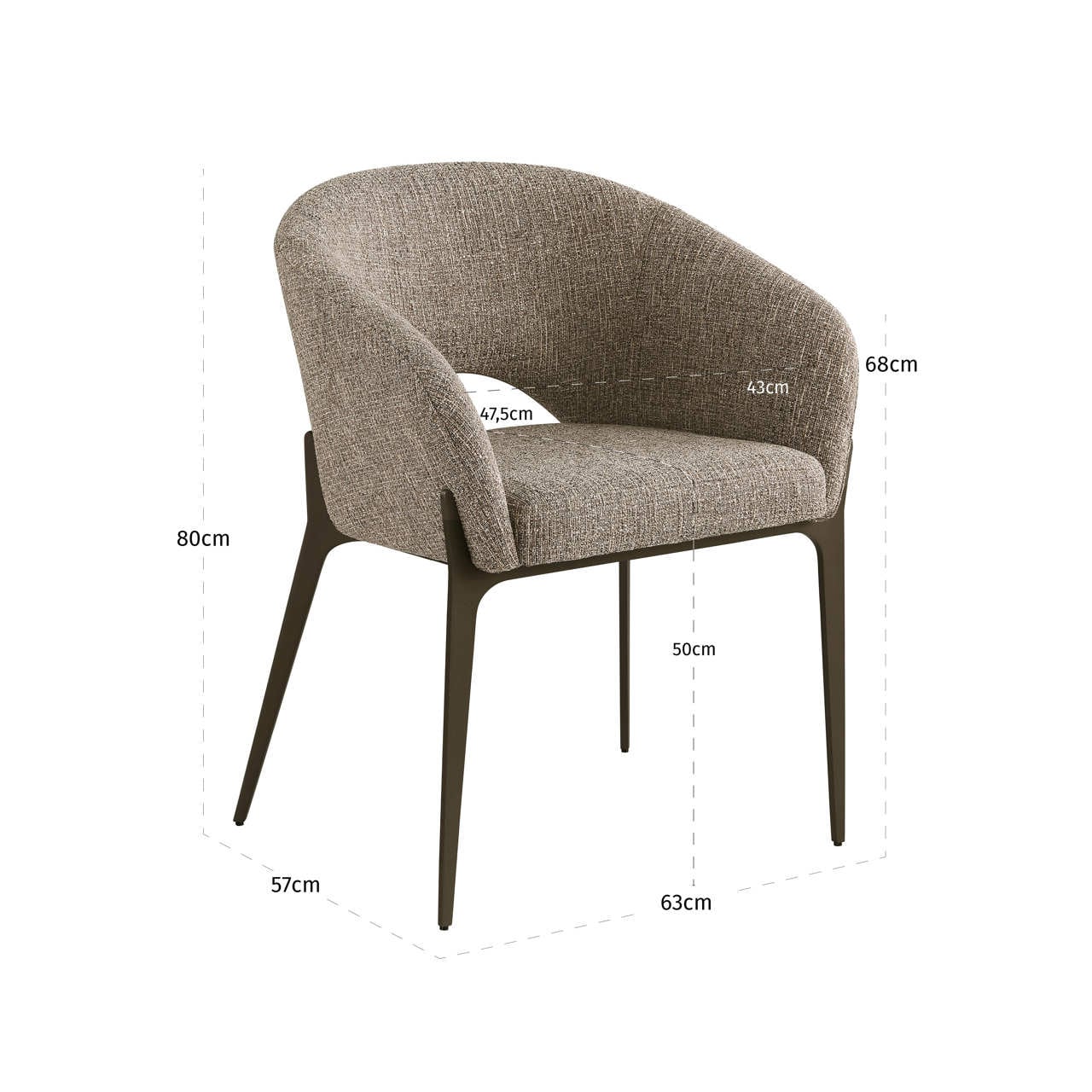 Dining chair Kenzi brown tweed-5