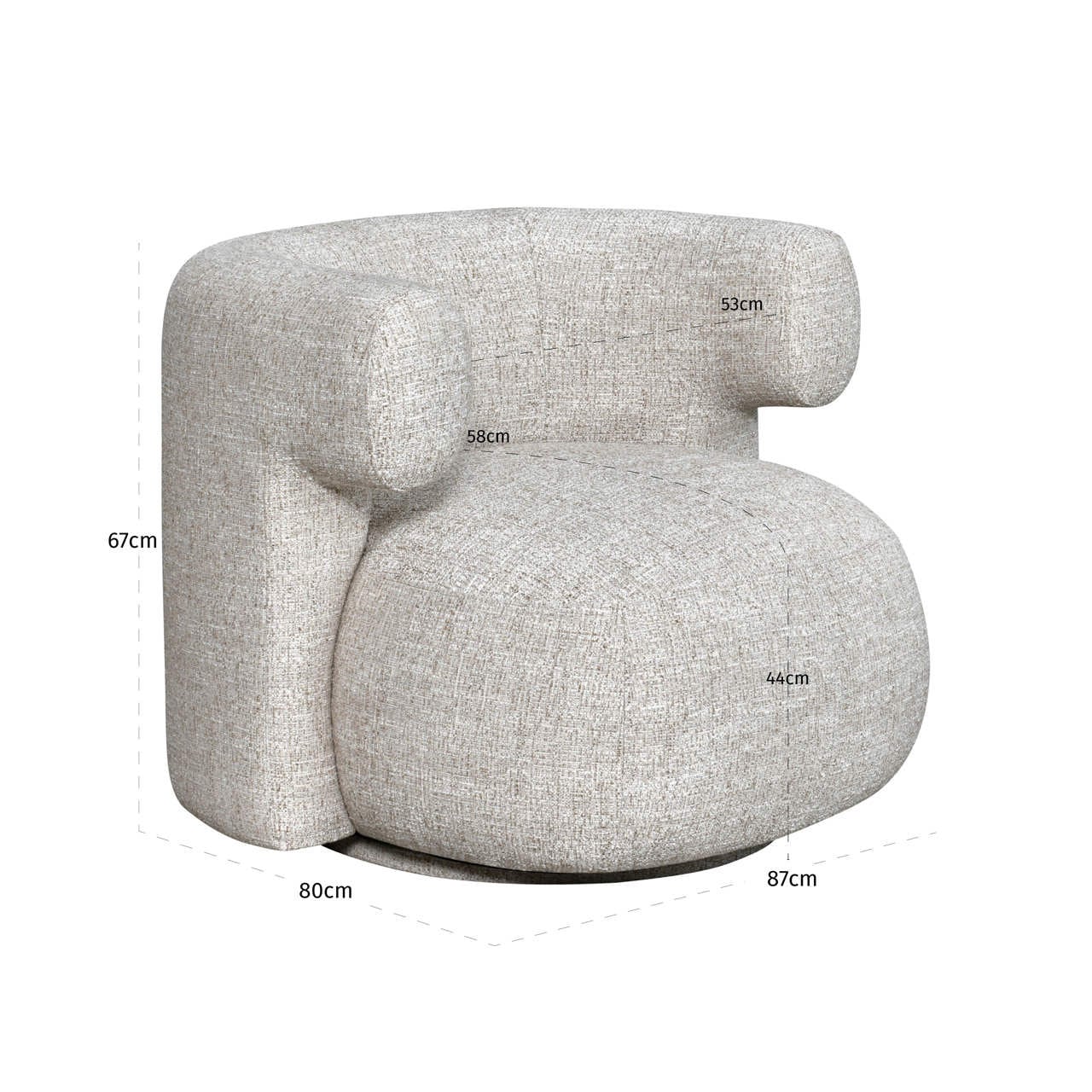 Lounge chair Talley cream tweed swivel-5