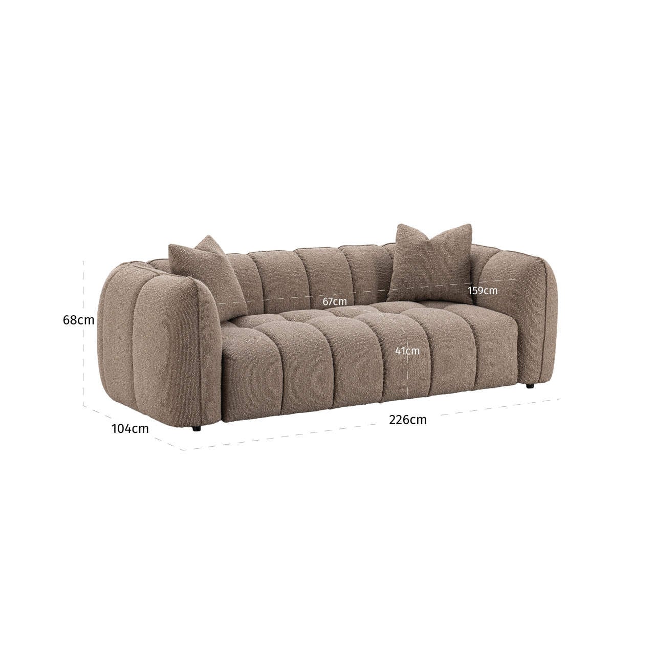 Sofa Hogan mocca chunky 3-seater fire retardant-3