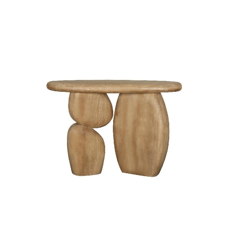 Kedan Light Brown mango wood oval side table-1
