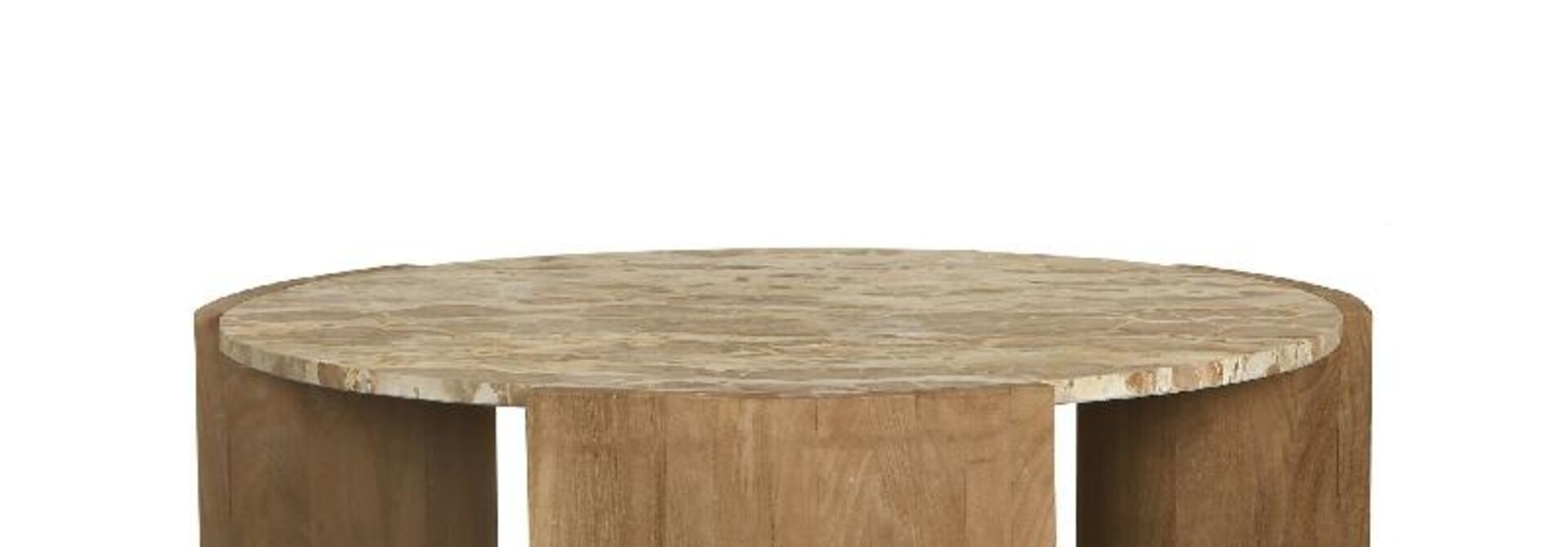 Javina Natural marble coffeetable mangowood base L