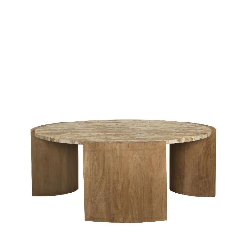 Javina Natural marble coffeetable mangowood base L-1