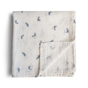 Mushie SWADDLE WHALES 120*120CM Mushie SWADDLE WHALES 120*120CM