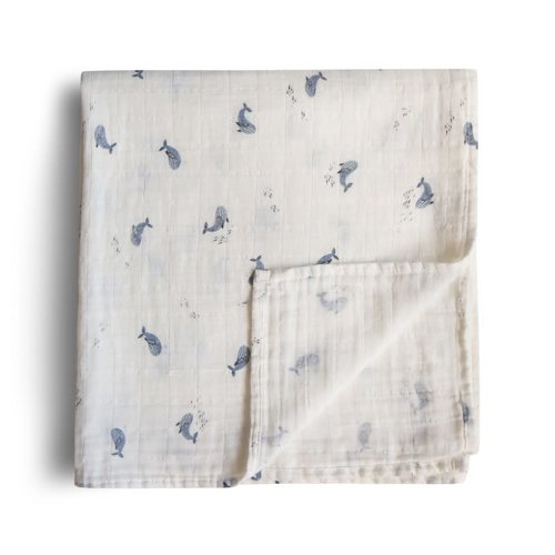 Mushie SWADDLE WHALES 120*120CM Mushie SWADDLE WHALES 120*120CM