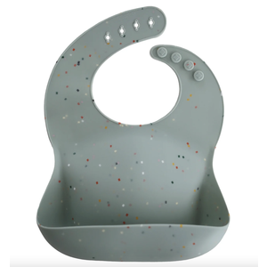 Mushie Silicone bib cambridge blue confetti