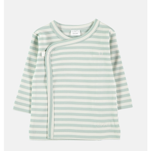 Petit Oh! LS side snap tee raya aqua vainilla Petit Oh! LS side snap tee raya aqua vainilla