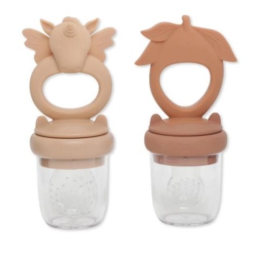 Konges Slojd 2pack silicone fruit feeding pacifier unicorn - rose sand/brown clay Konges Slojd 2pack silicone fruit feeding pacifier unicorn - rose sand/brown clay