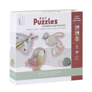 Little Dutch 6 in 1 Vormen Puzzels Flowers & Butterflies