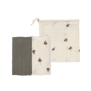 Lassig Swaddle & Burp Blanket M 2 pcs taupe, 60 x 60 cm