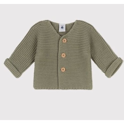 Petit Bateau GEBREIDE UNISEKS BABYCARDIGAN IN RIBBELSTEEK