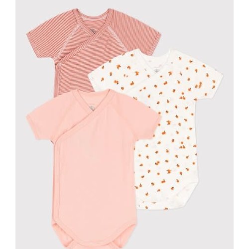 Petit Bateau SET VAN 3 KATOENEN OVERSLAGBODY'S MET PRINT EN KORTE MOUWEN