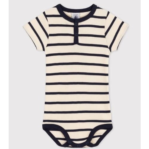 Petit Bateau BODY MET KORTE MOUWEN VAN GESTREEPTE RIBSTOF VOOR BABY'S Petit Bateau BODY MET KORTE MOUWEN VAN GESTREEPTE RIBSTOF VOOR BABY'S