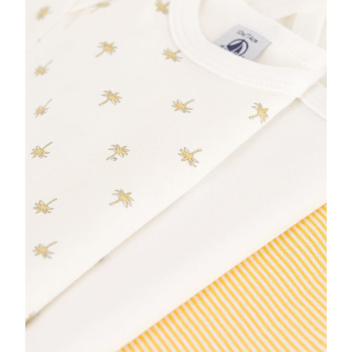 Petit Bateau SET VAN 3 KATOENEN BODY'S MET KORTE MOUWEN EN PALMPRINT Petit Bateau SET VAN 3 KATOENEN BODY'S MET KORTE MOUWEN EN PALMPRINT