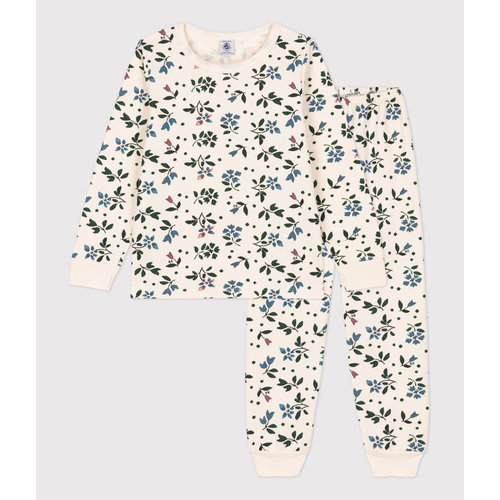 Petit Bateau PYJAMA MET BLOEMETJE IN MOLTON - wit AVALANCHE/ MULTICO Petit Bateau PYJAMA MET BLOEMETJE IN MOLTON - wit AVALANCHE/ MULTICO