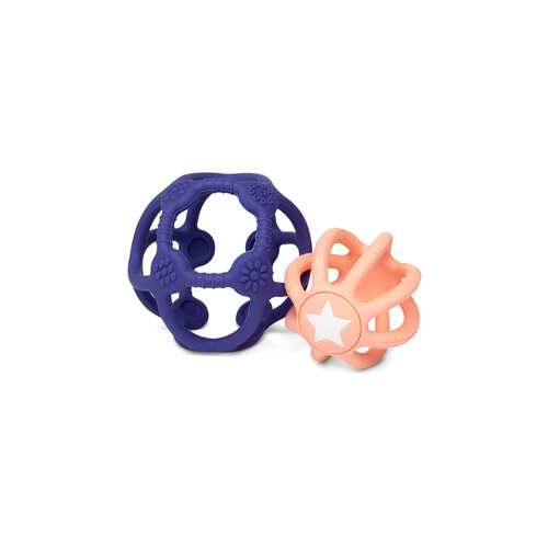 Little L Set 2 sensorische ballen roze en blauw Little L Set 2 sensorische ballen roze en blauw