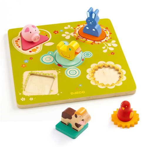 Djeco Houten inlegpuzzel 'Bildiduck & friends'