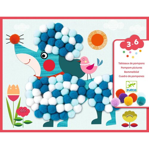 Djeco Knutseldoos - Pompons 'honden' (3-6j)