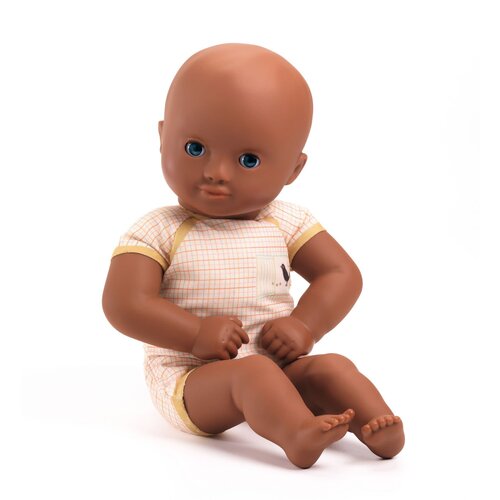 Djeco Babypop 30 cm in body geel