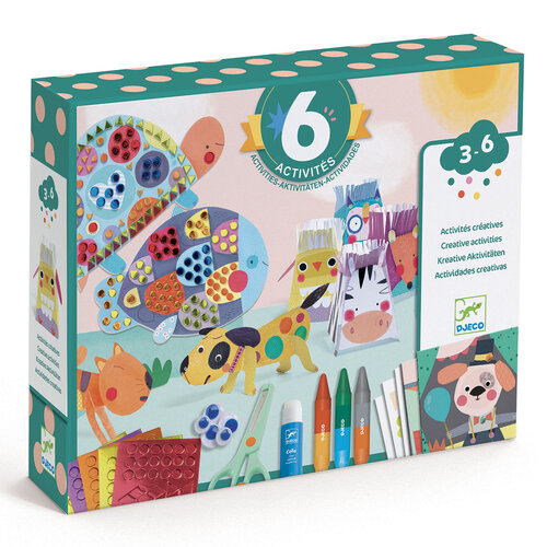 Djeco Knutseldoos - 6 creatieve activiteiten 'dieren' (3-6j)