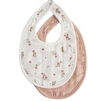 Muslin bib 2-pack- Blush/pink flower