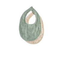 Muslin bib 2-pack- Roman Green/Fog