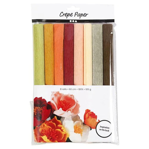 Creotime 8 rolletjes crêpe-papier herfstkleuren