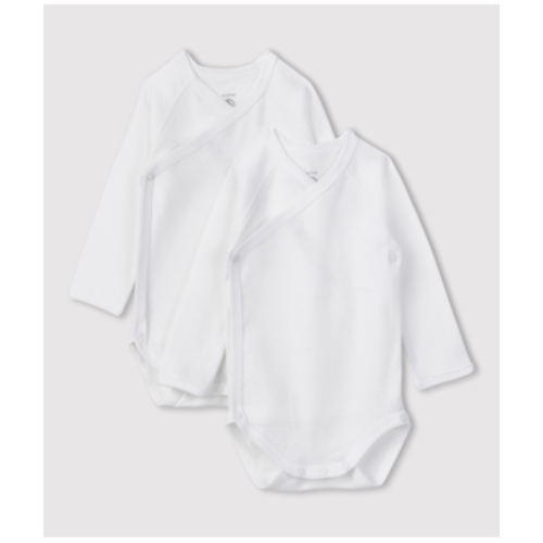 Petit Bateau DUO VAN BABYROMPERTJES MET LANGE MOUWEN WIT 54218 Petit Bateau DUO VAN BABYROMPERTJES MET LANGE MOUWEN WIT 54218