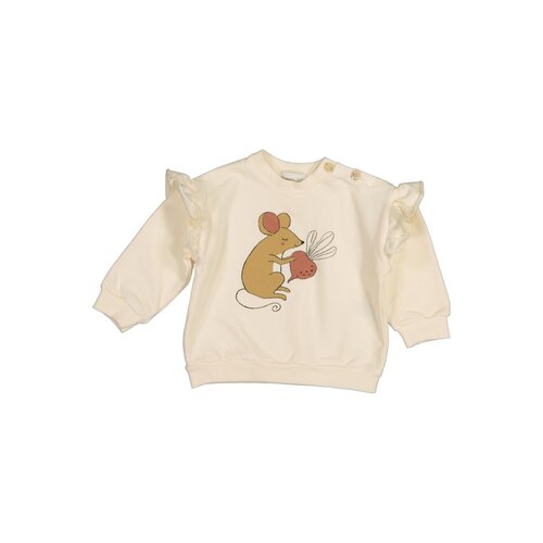 Beans GLOVES-Cotton Fleece mouse print -Ecru W2334762