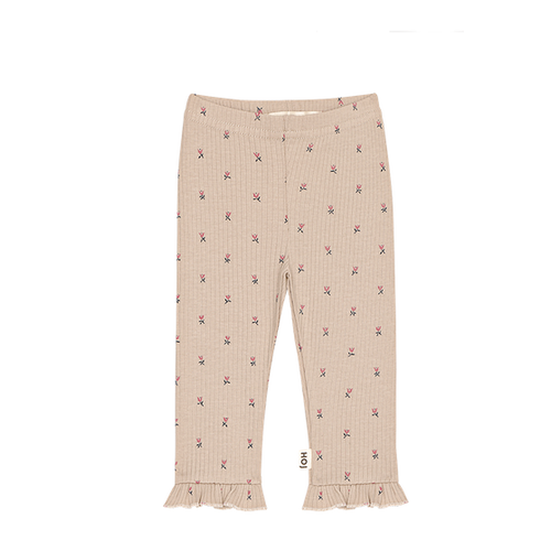 House of Jamie Rib frill leggings - french grey petites flowers - 323-08-334252 House of Jamie Rib frill leggings - french grey petites flowers - 323-08-334252