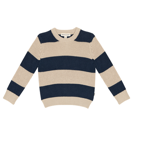House of Jamie Knitted Sweater soft beige - blue stripes - 323-05-428493