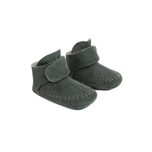 Lodger Babyslofjes leer Walker Mocassin Gunmetal