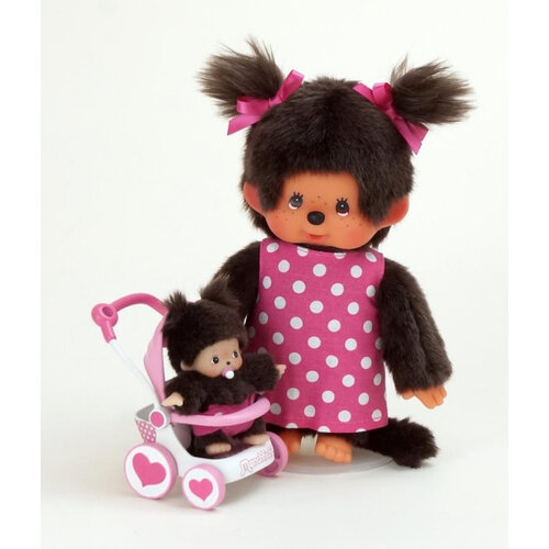 Monchhichi Monchhichi - Moeder met wandelwagen (20cm) Monchhichi Monchhichi - Moeder met wandelwagen (20cm)