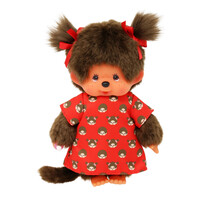 Monchhichi - Meisje rood jurkje met print (20 cm)