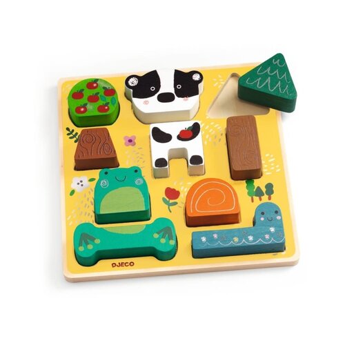 Djeco Puzzel - Inlegpuzzel + constructiespel 'Puzz & Match' (+18m)