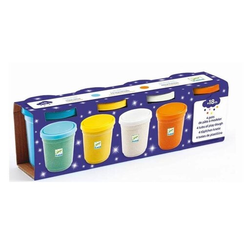 Djeco Djeco - 4 potjes plasticine 'Glitters' (+18m)