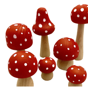 Papoose Papoose Toys Mushrooms Red/White Dots/7pc