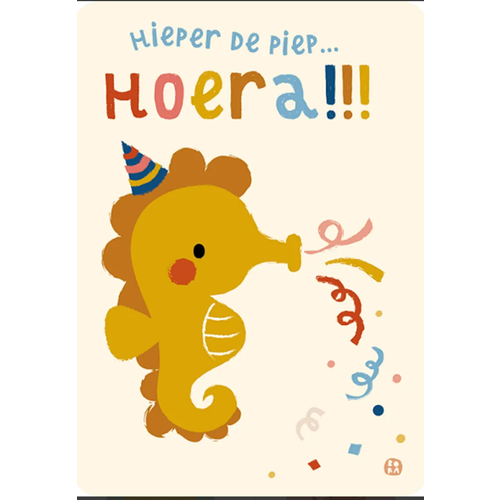 bora cards kaartje Hoera zeepaard. (5 stuks)