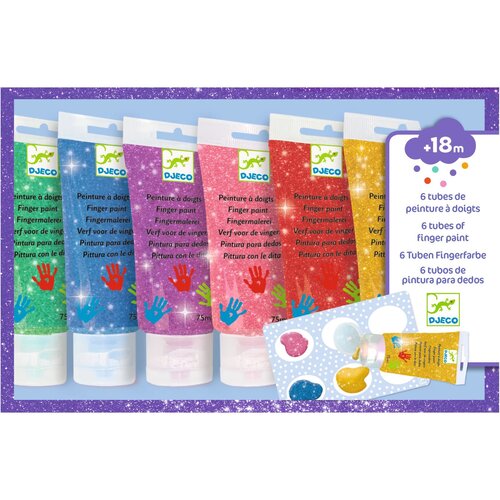 Djeco Djeco - 6 tubes vingerverf 'Glitter' (+18m)