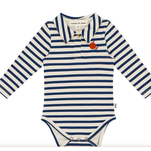 House of Jamie boys collar bodysuit - deep blue lines