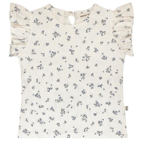 House of Jamie ruffled tee - stone blue floral