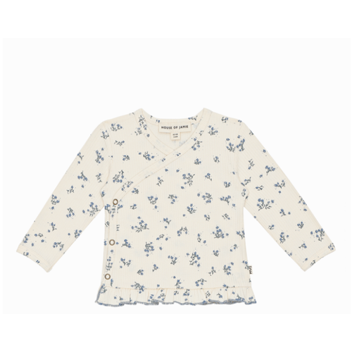 House of Jamie wrap tee - stone blue floral