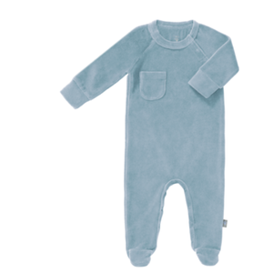 Fresk Pyjama velours met voet - Blue fog